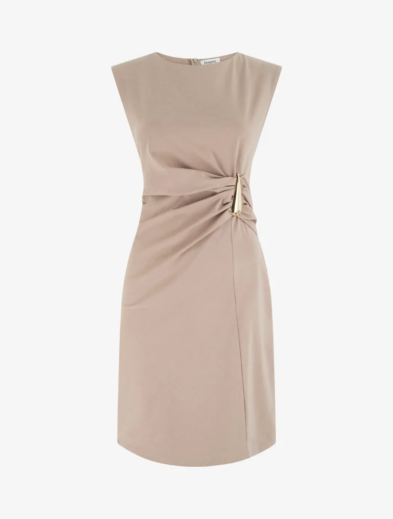 Ärmelloses Kleid mit Drapierungseffekt - Maulwurf