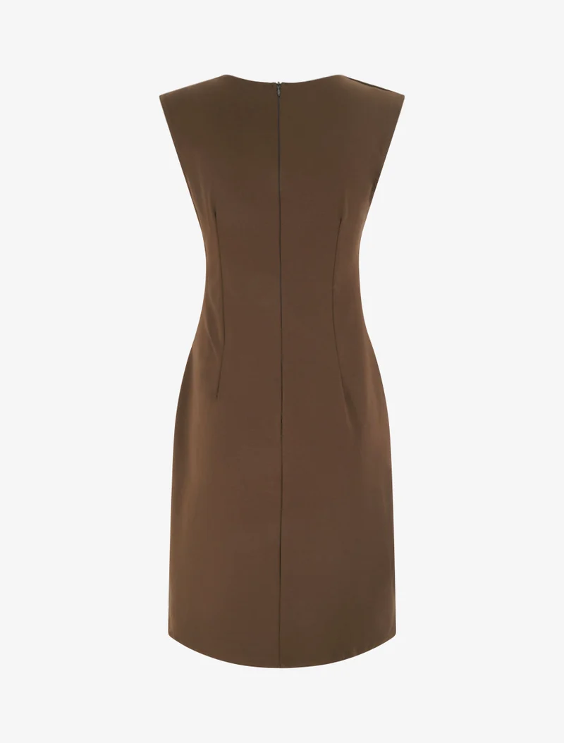 Ärmelloses Kleid mit Drapierungseffekt - Braun