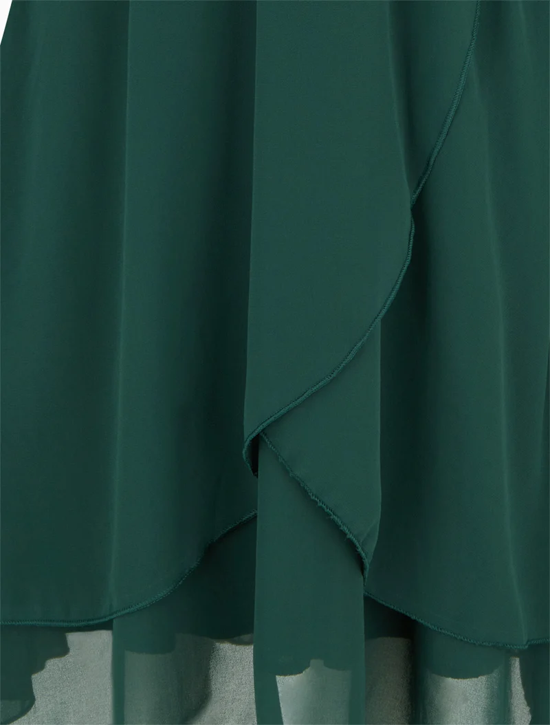 Unifarbenes Wickelkleid mit langen Ärmeln - Dunkelgrün