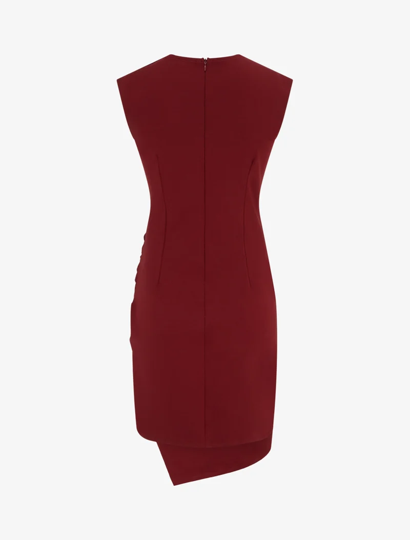 Ärmelloses Wickelkleid mit Drapierungseffekt - Bordeaux