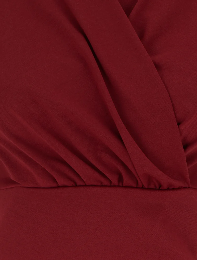 Ärmelloses Wickelkleid mit Drapierungseffekt - Bordeaux