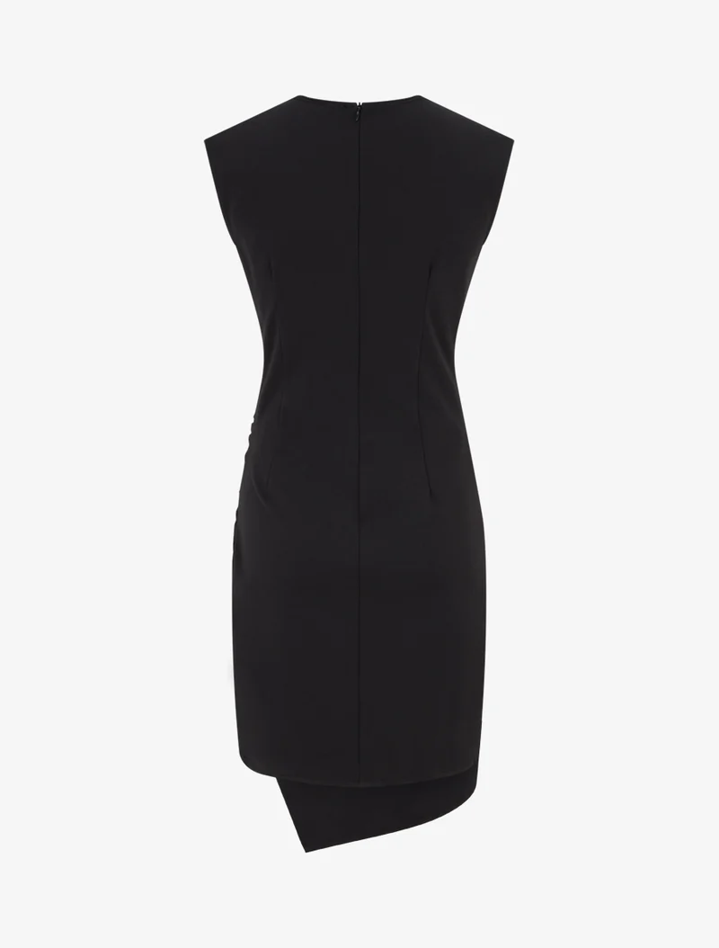 Ärmelloses Wickelkleid mit Drapierungseffekt - Schwarz