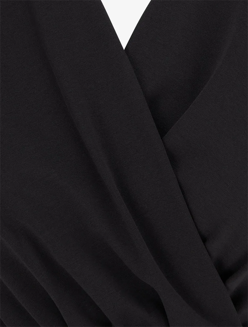Ärmelloses Wickelkleid mit Drapierungseffekt - Schwarz