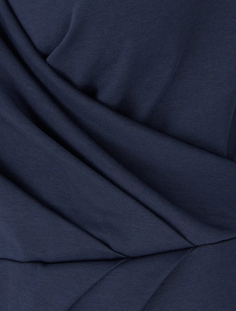 Wickelkleid mit Spitzenärmeln, figurbetont - Marine