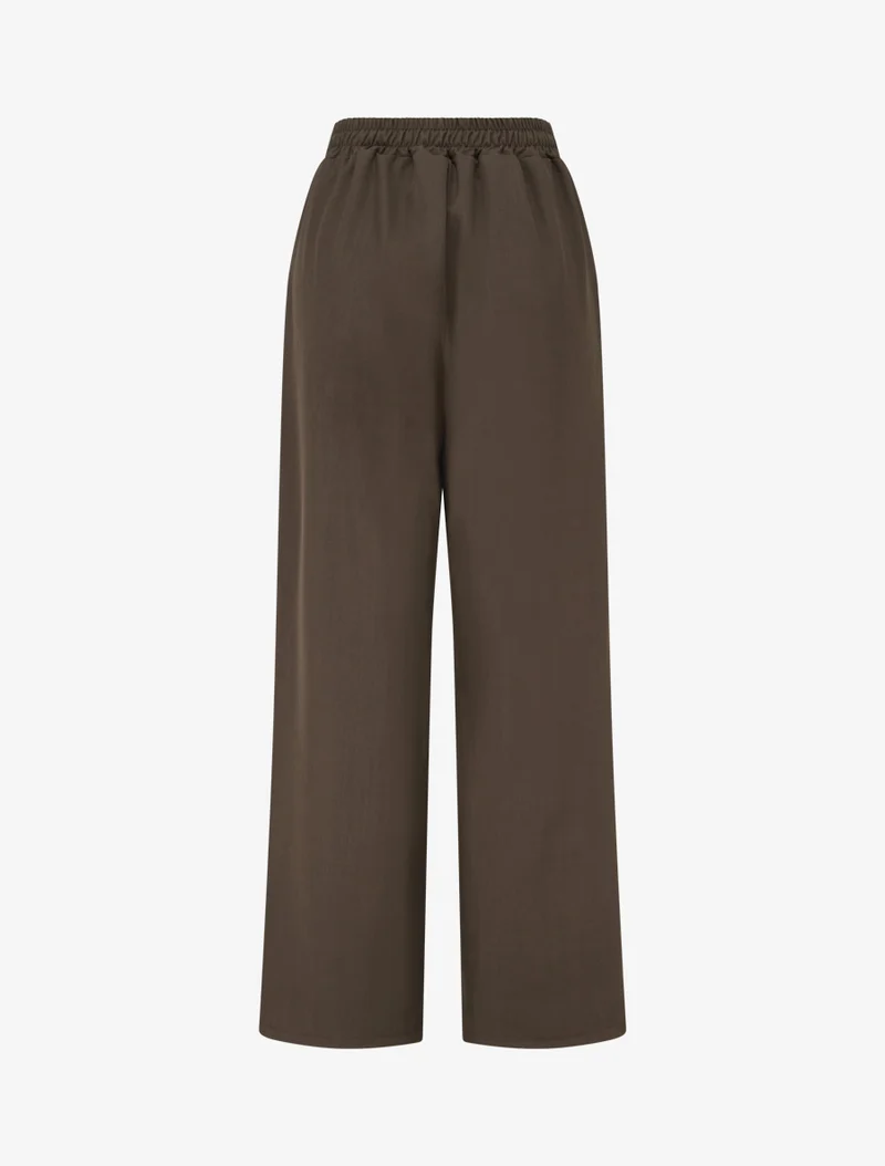 Weit geschnittene Hose mit hoher Taille und Schmuckverzierung - Braun