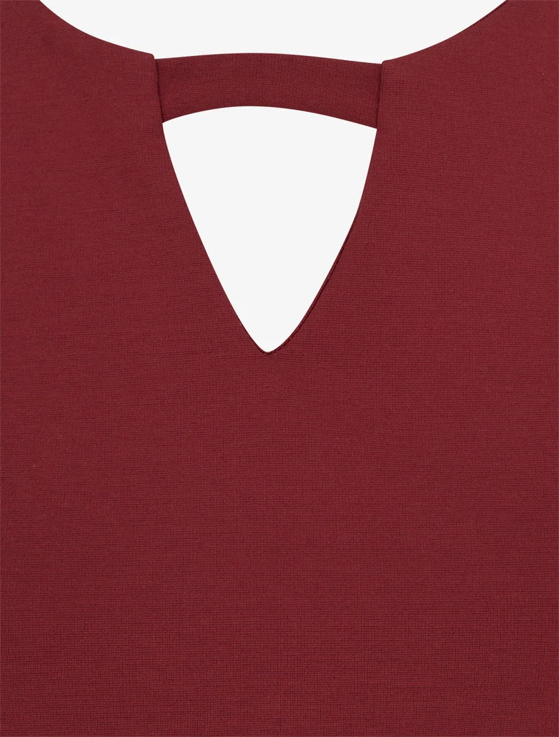 Skaterkleid mit langen Ärmeln aus Spitze - Bordeaux