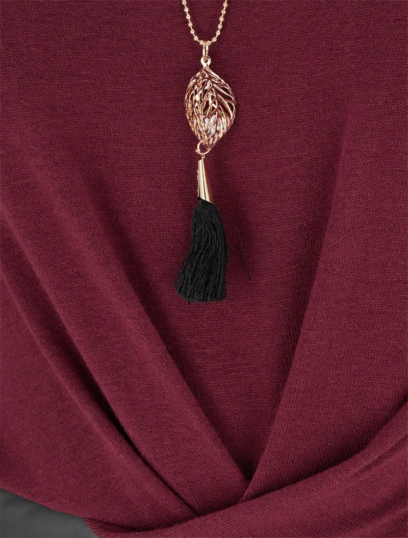 Wickelkleid aus zwei Materialien - Weinrot