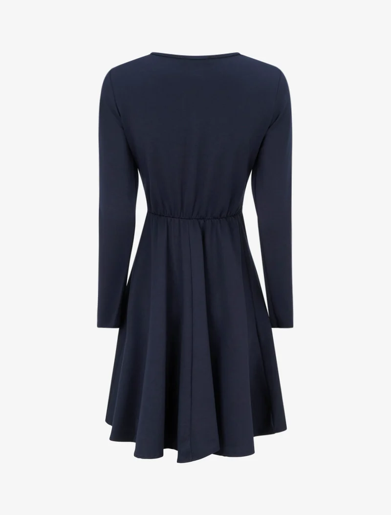 Skaterkleid mit Wickeleffekt in der Taille - Marine