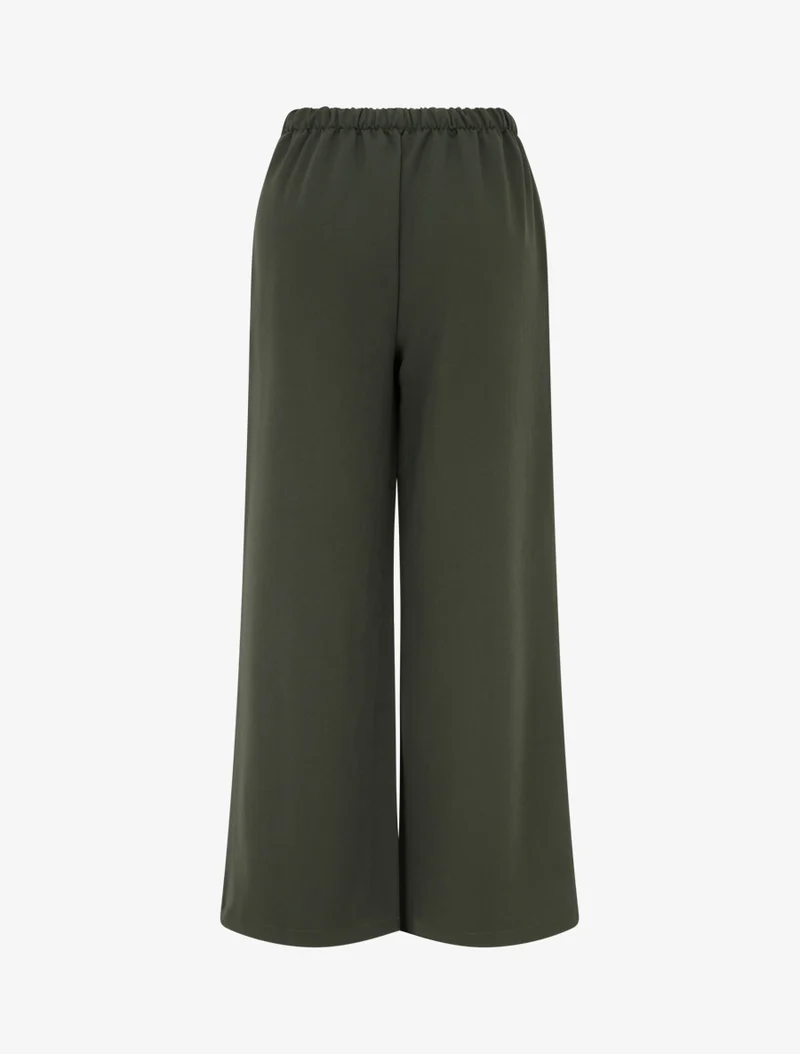 Hoch taillierte Hose mit Knöpfen und Kette - Kaki