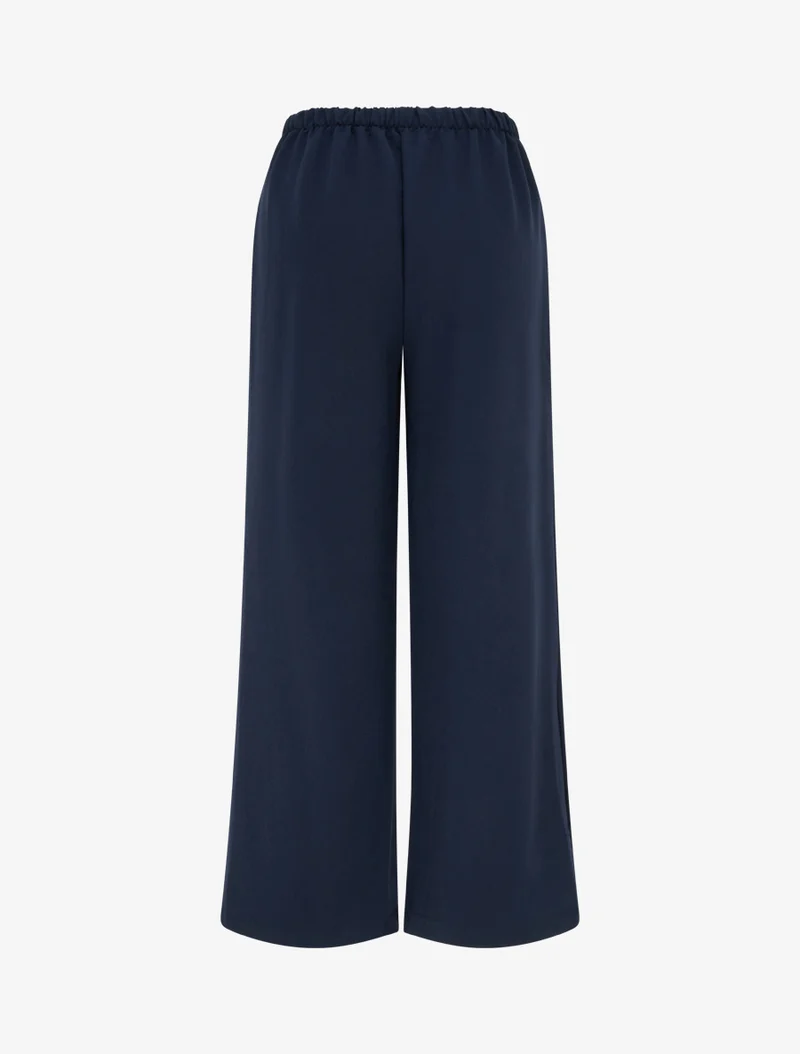 Hoch taillierte Hose mit Knöpfen und Kette - Marine