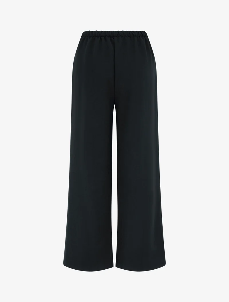 Hoch taillierte Hose mit Knöpfen und Kette - Schwarz