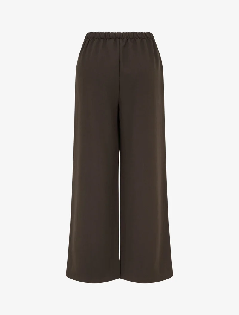 Hoch taillierte Hose mit Knöpfen und Kette - Braun