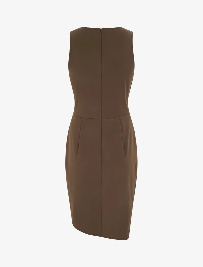 Ärmelloses Wickelkleid mit Pailletten - Braun