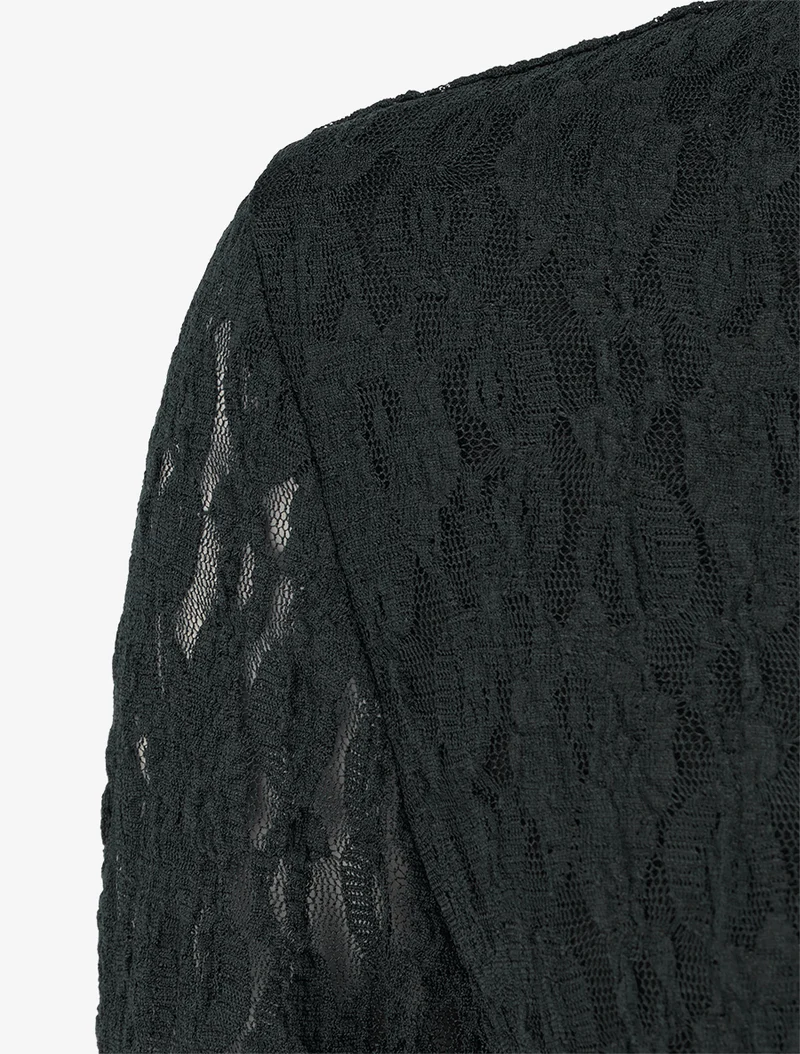 Ausgestelltes Kleid mit Spitzenoberteil - Schwarz