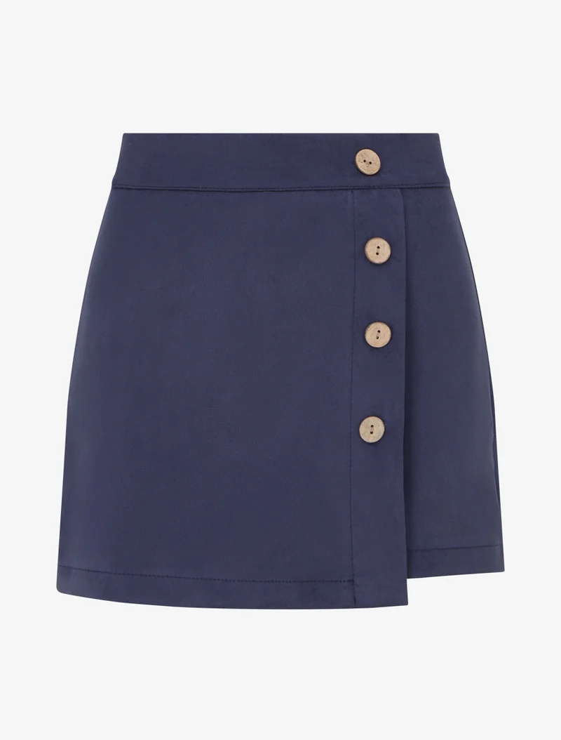 Wickelrock-Shorts aus Wildlederimitat - Marine