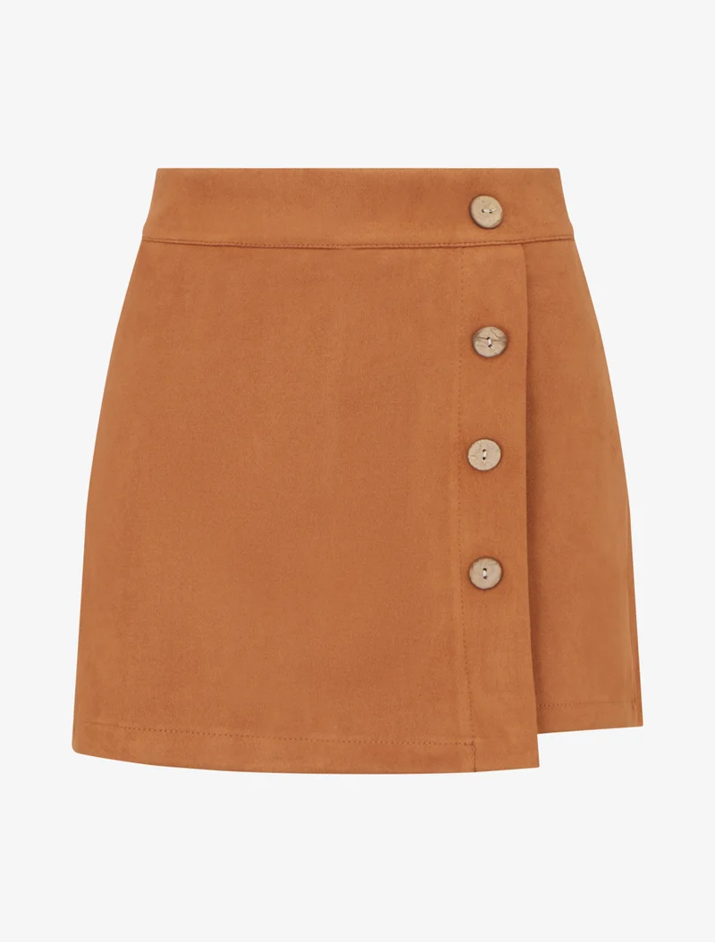 Wickelrock-Shorts aus Wildlederimitat - Kamel