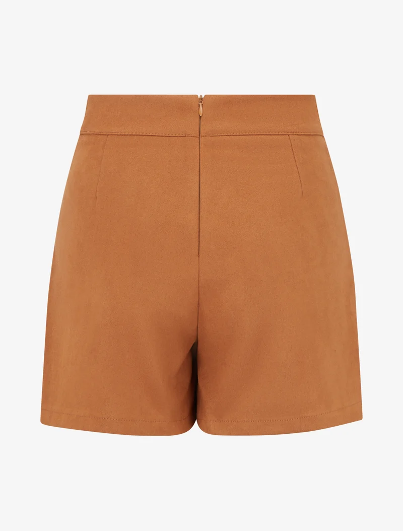 Wickelrock-Shorts aus Wildlederimitat - Kamel