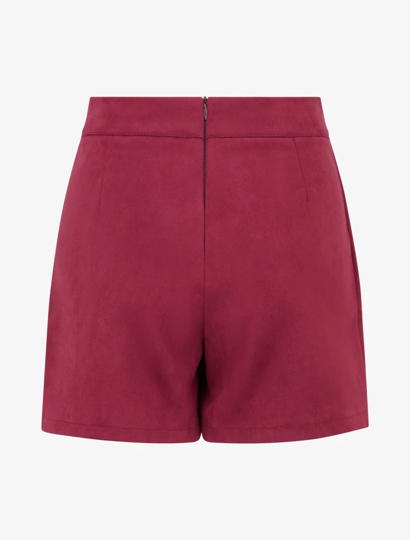 Wickelrock-Shorts aus Wildlederimitat - Weinrot