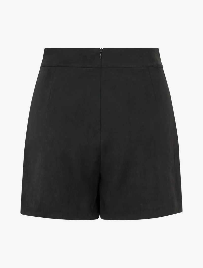 Wickelrock-Shorts aus Wildlederimitat - Schwarz