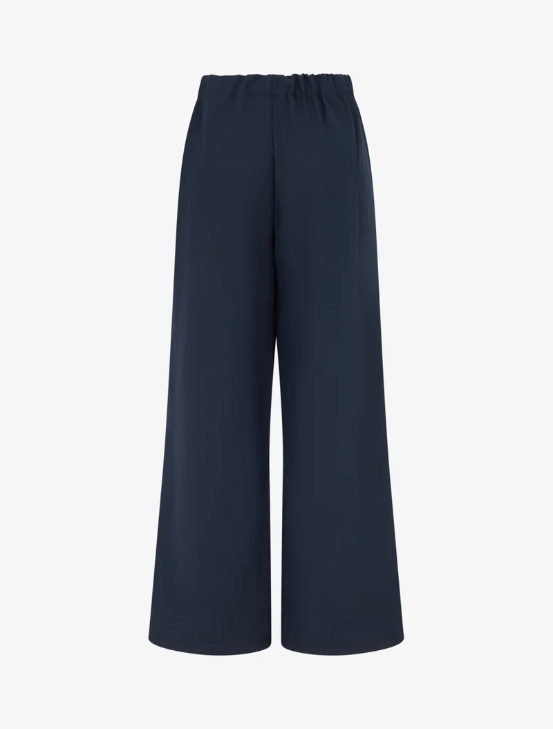 Weite Hose mit hoher Taille und dekorativem Gürtel - Marine