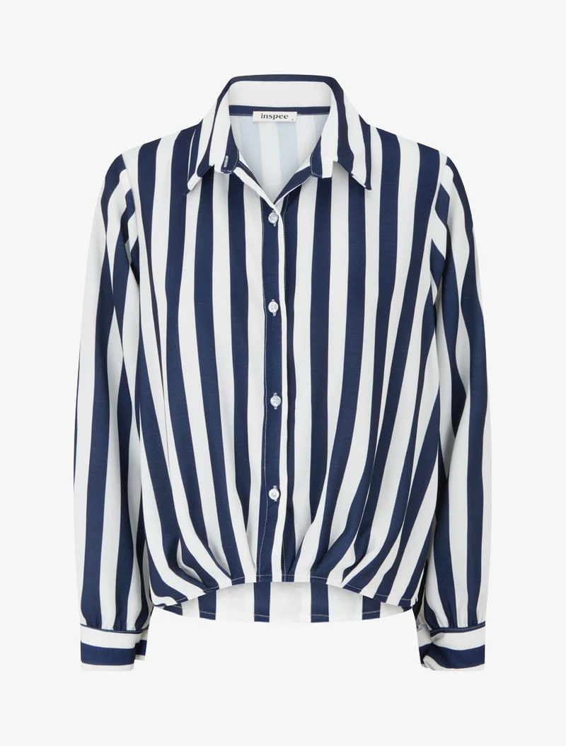 Gestreifte Hemdbluse - Marine