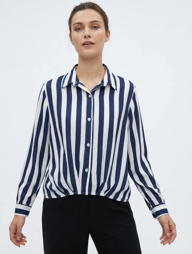 Gestreifte Hemdbluse - Marine
