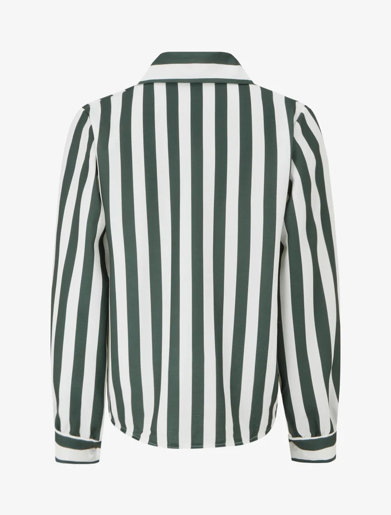 Gestreifte Hemdbluse - Dunkles Khaki