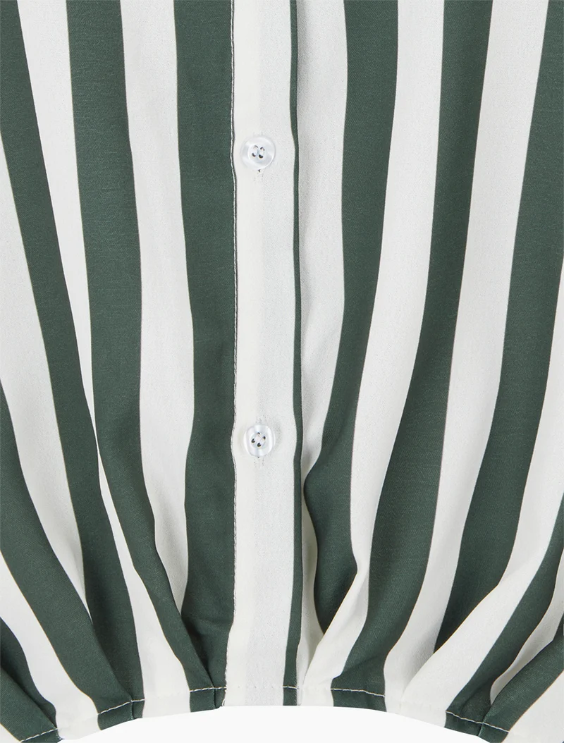 Gestreifte Hemdbluse - Dunkles Khaki