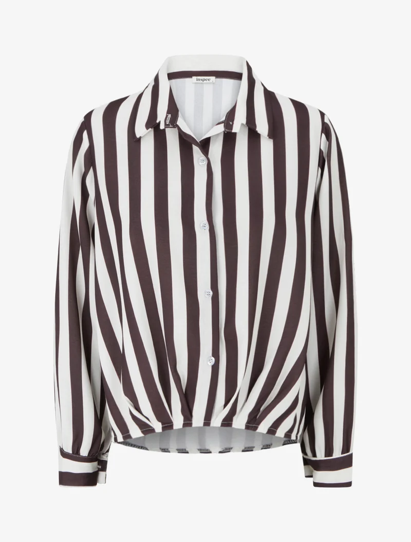 Gestreifte Hemdbluse - Braun