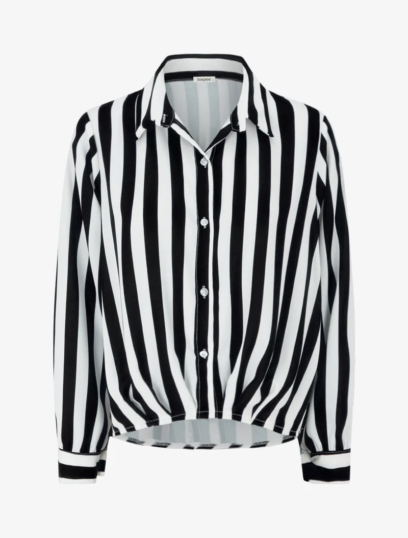 Gestreifte Hemdbluse - Schwarz