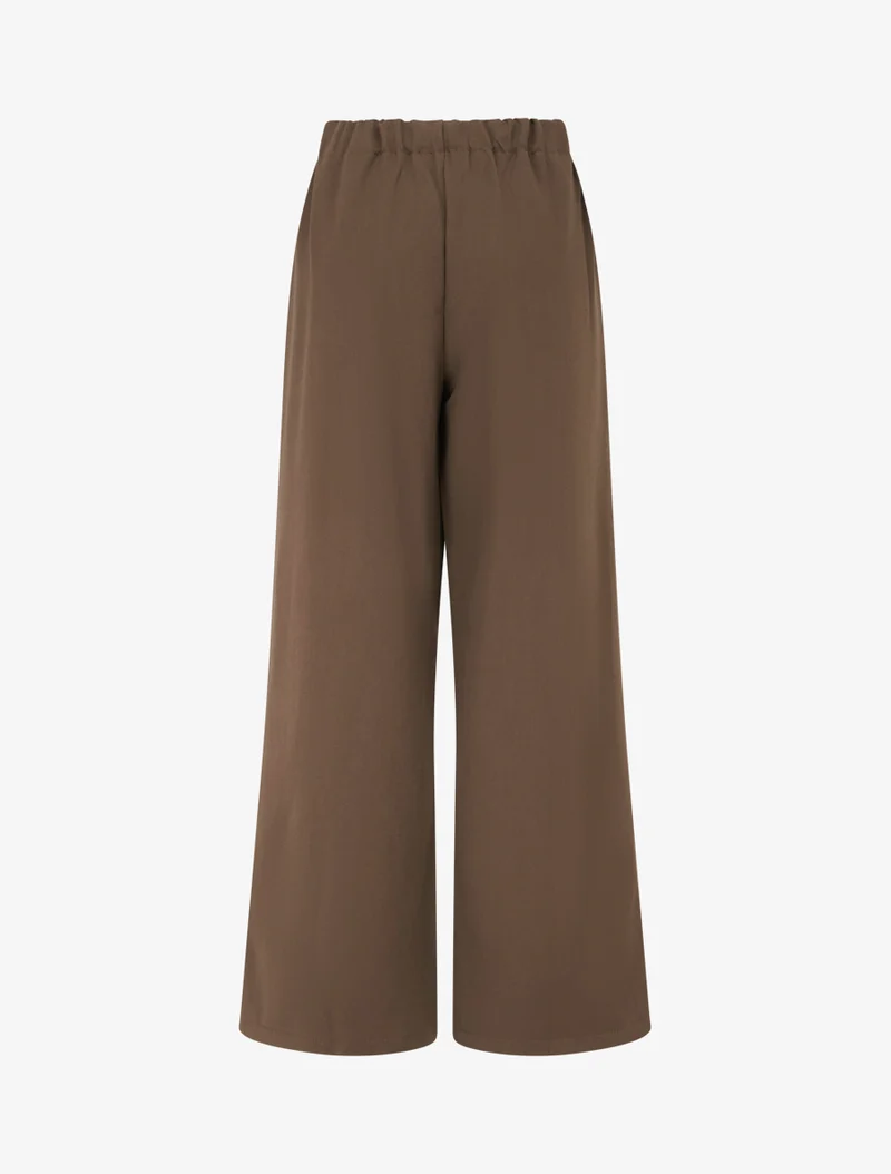 Weite Hose mit hoher Taille und dekorativem Gürtel - Hellbraun