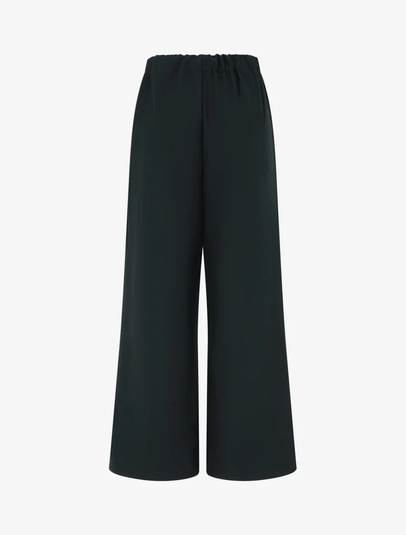 Weite Hose mit hoher Taille und dekorativem Gürtel - Schwarz