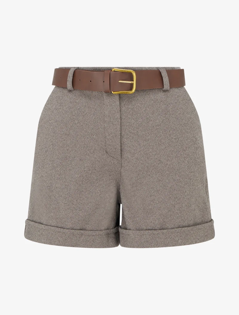 Filzshorts mit Gürtel - Maulwurf