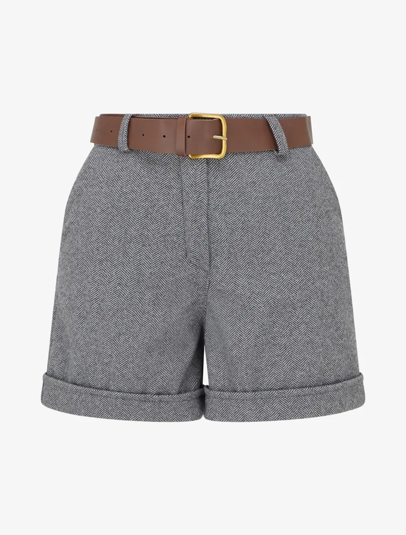 Filzshorts mit Gürtel - Grau