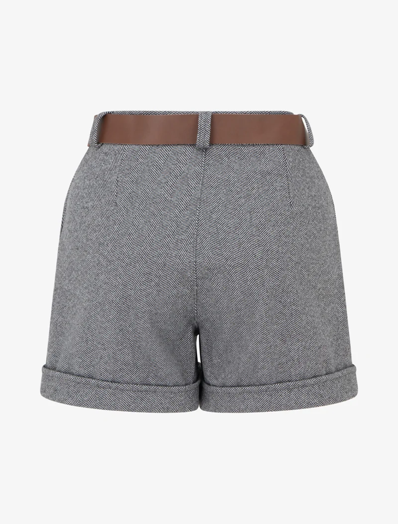 Filzshorts mit Gürtel - Grau