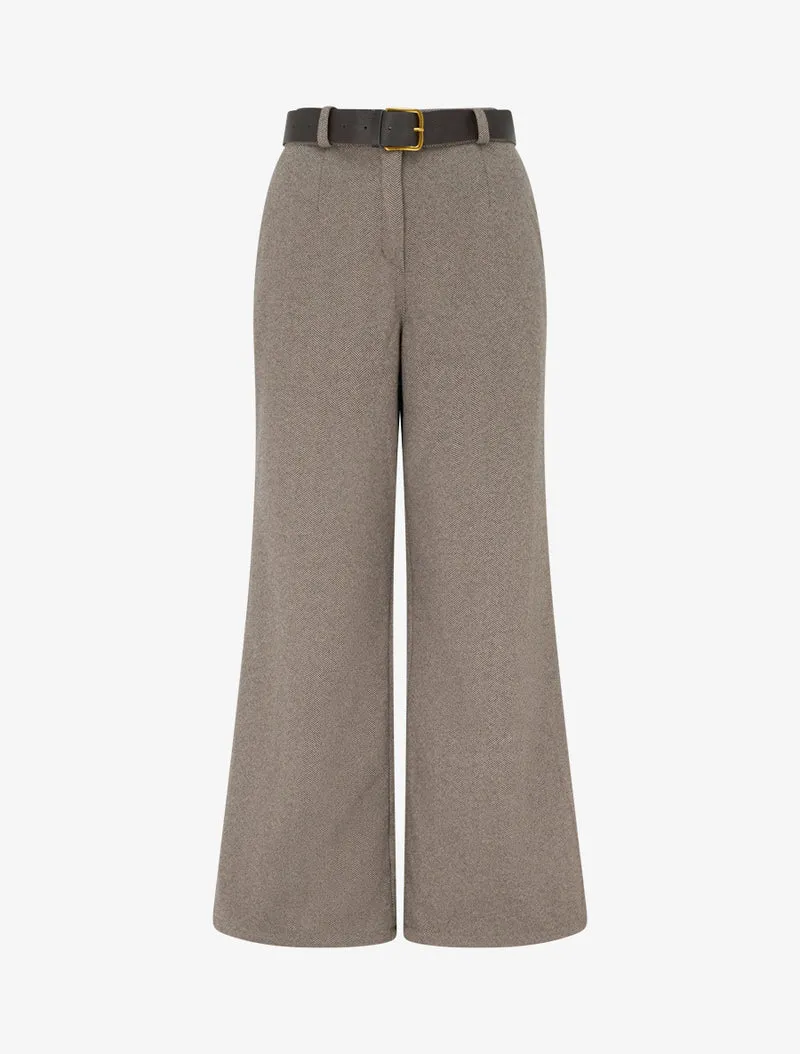 Weite Hose aus Filz mit hoher Taille - Maulwurf