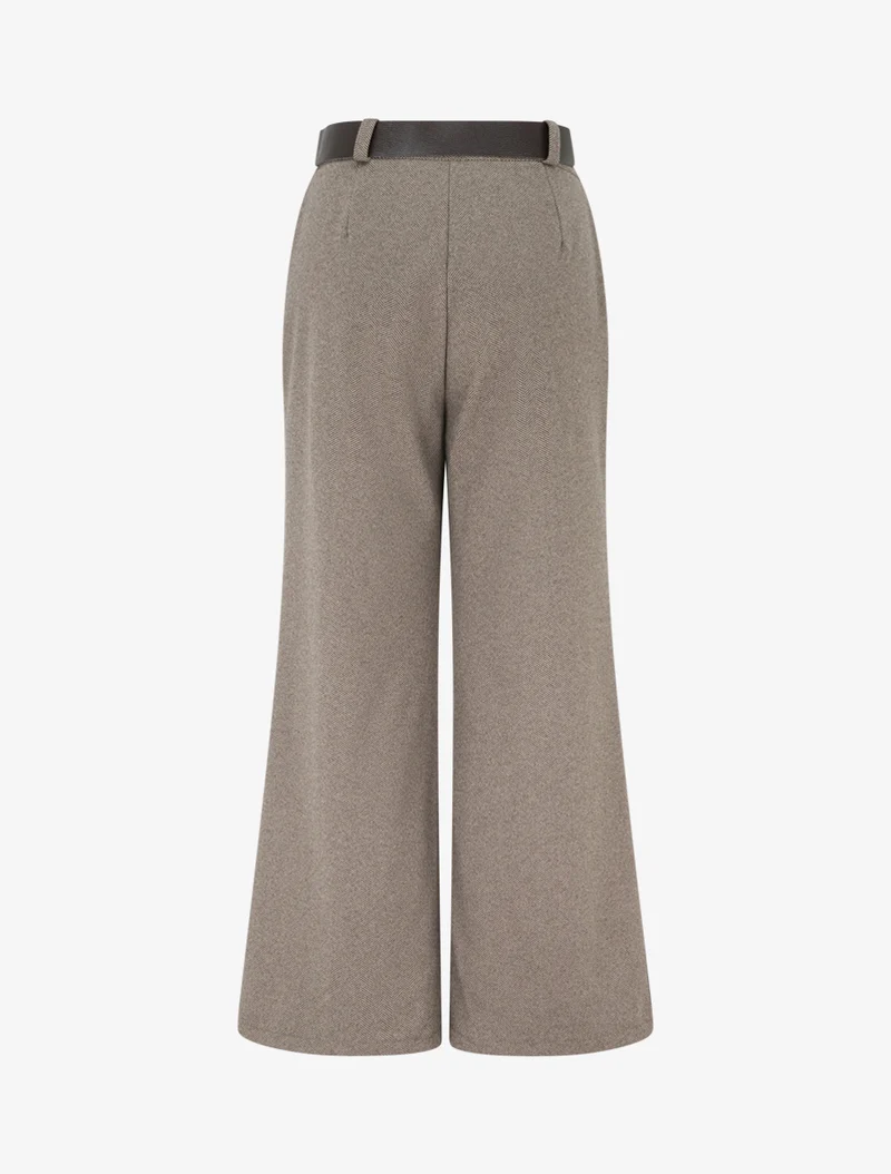 Weite Hose aus Filz mit hoher Taille - Maulwurf