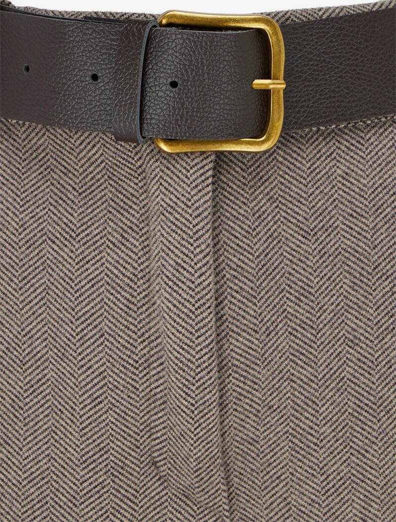 Weite Hose aus Filz mit hoher Taille - Maulwurf