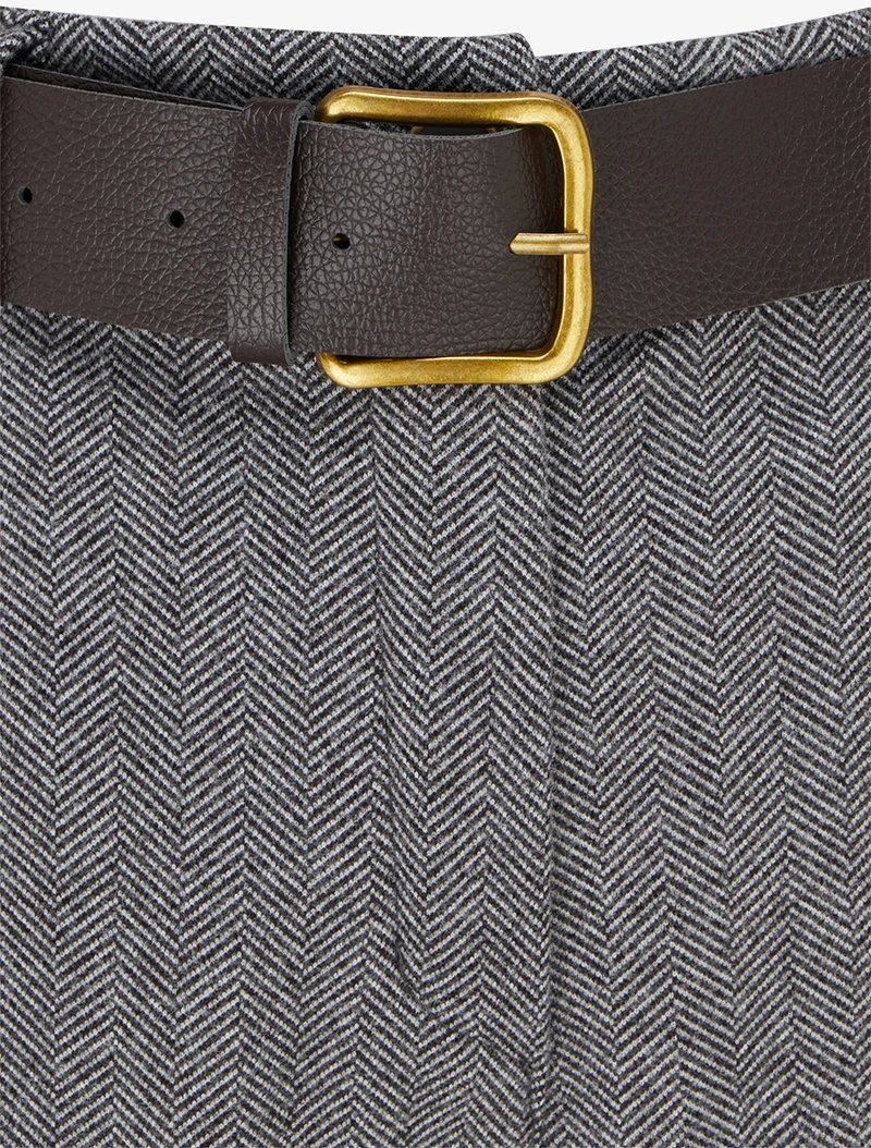 Weite Hose aus Filz mit hoher Taille - Grau