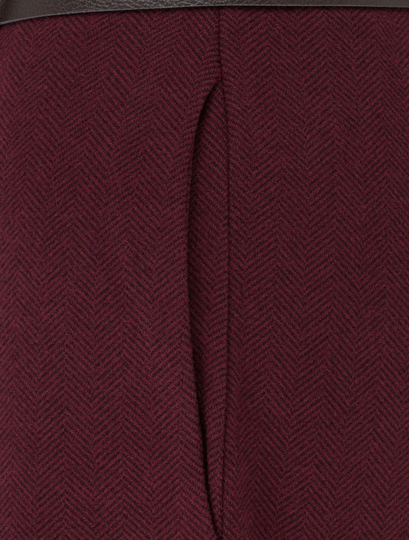 Weite Hose aus Filz mit hoher Taille - Weinrot