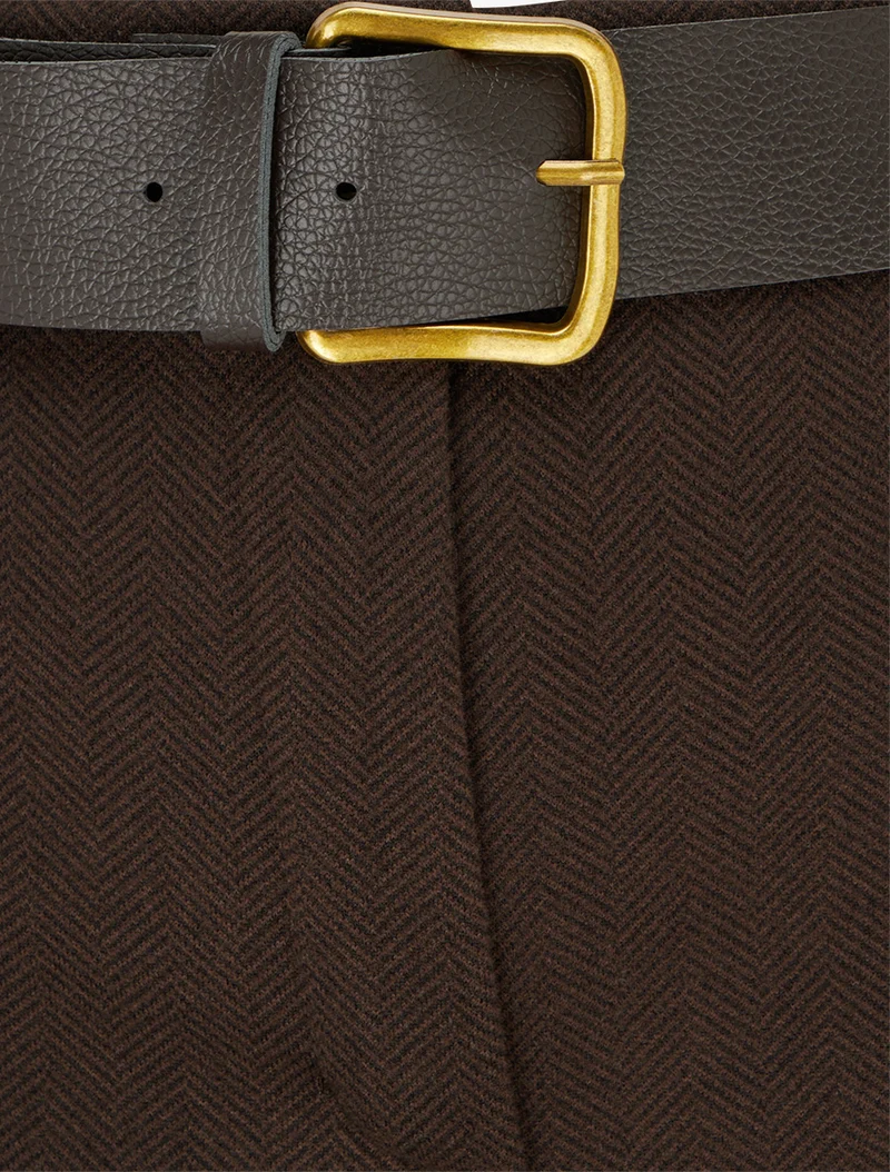 Weite Hose aus Filz mit hoher Taille - Braun