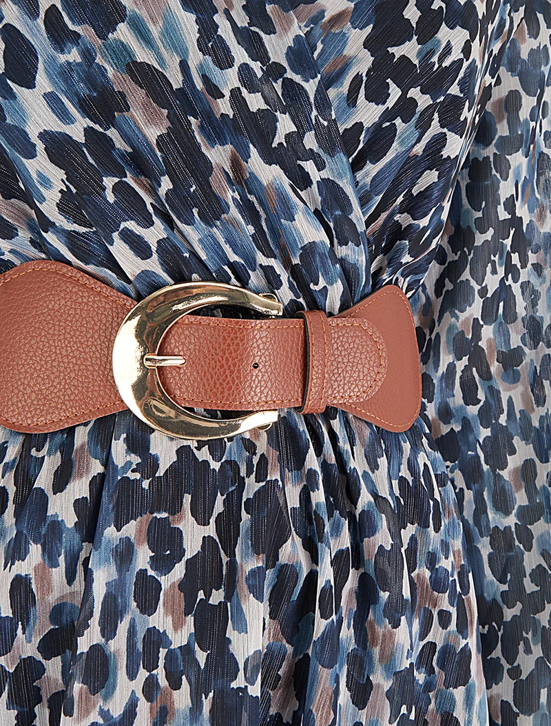 Kleid mit Fantasiemuster und Wickelausschnitt - Marine