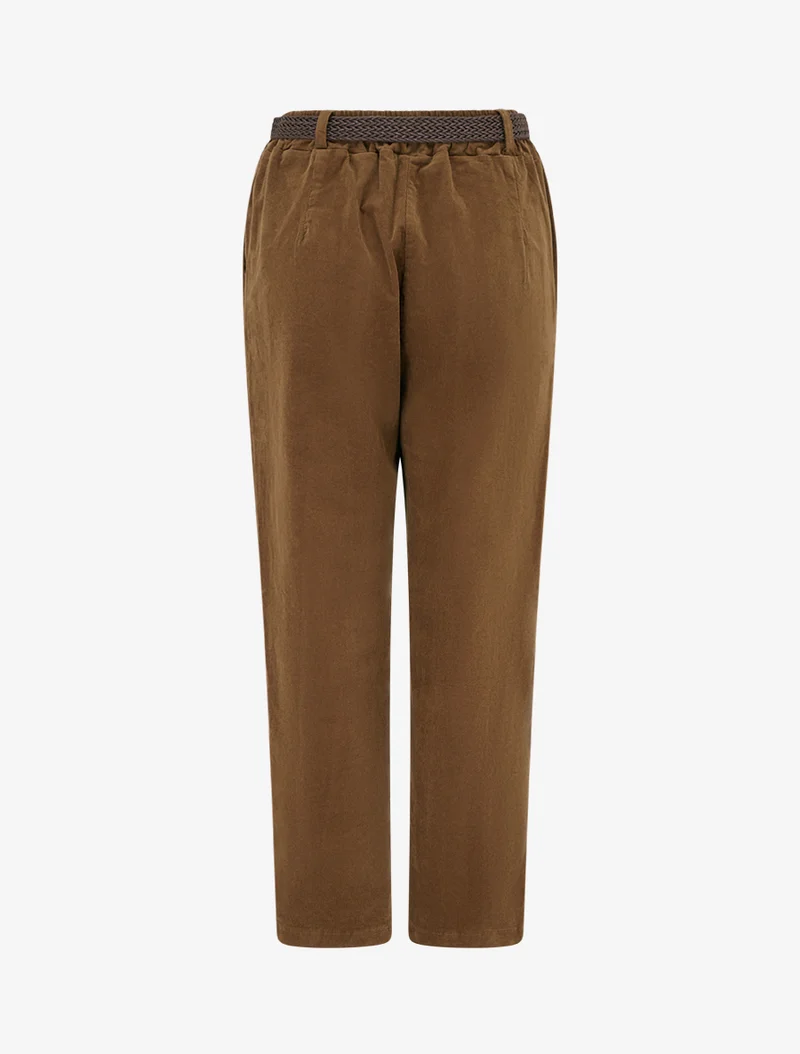 Paperbag-Hose im Cord-Look - Kamel