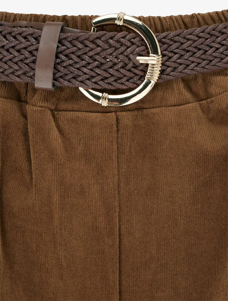Paperbag-Hose im Cord-Look - Kamel