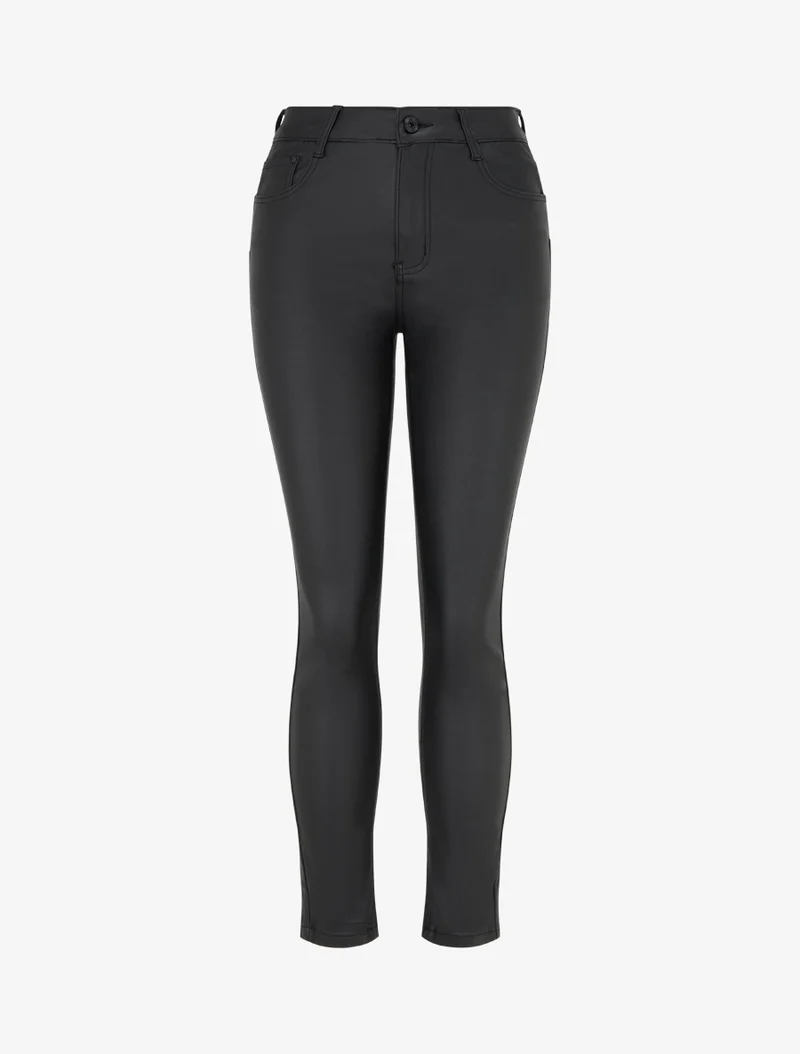 Beschichtete Röhrenhose - Schwarz