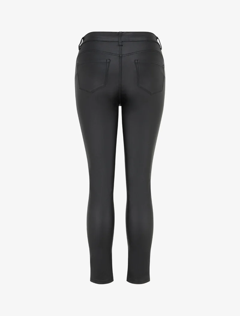 Beschichtete Röhrenhose - Schwarz