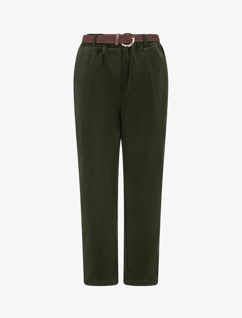 Paperbag-Hose im Cord-Look - Kaki