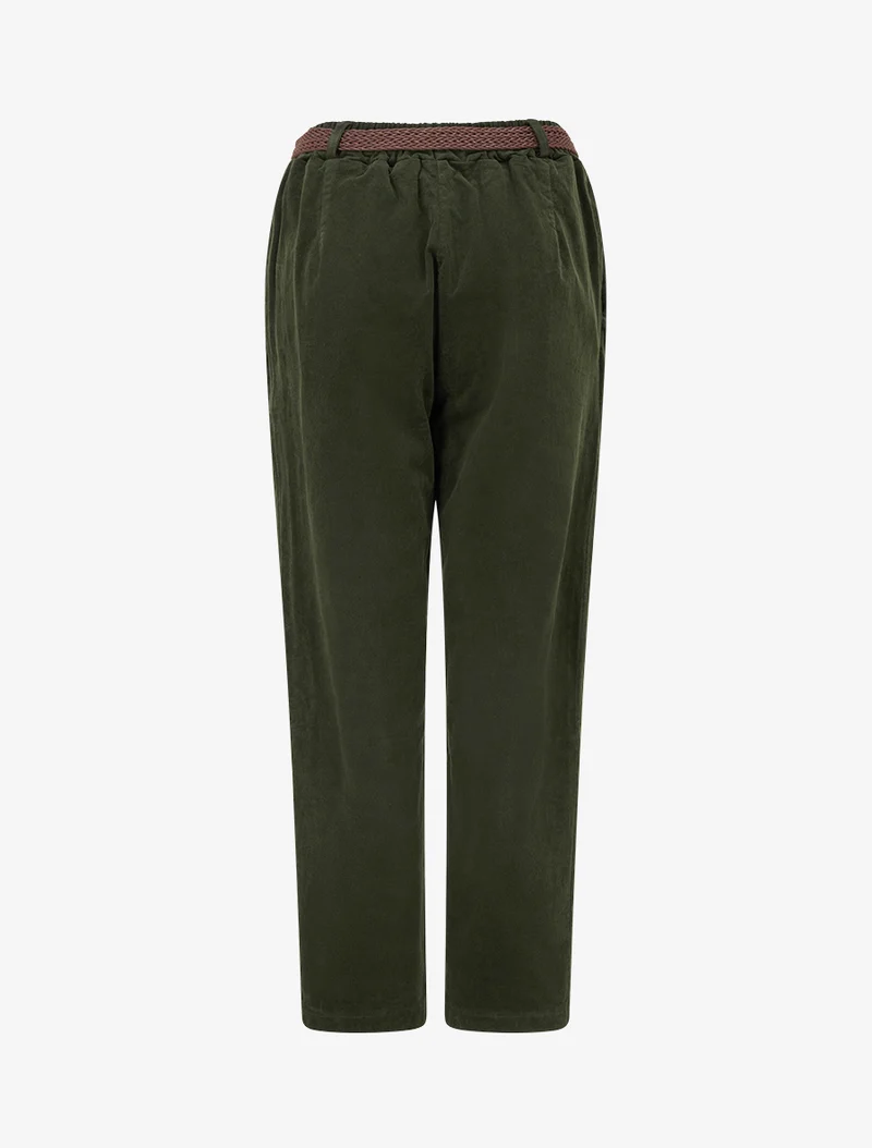 Paperbag-Hose im Cord-Look - Kaki