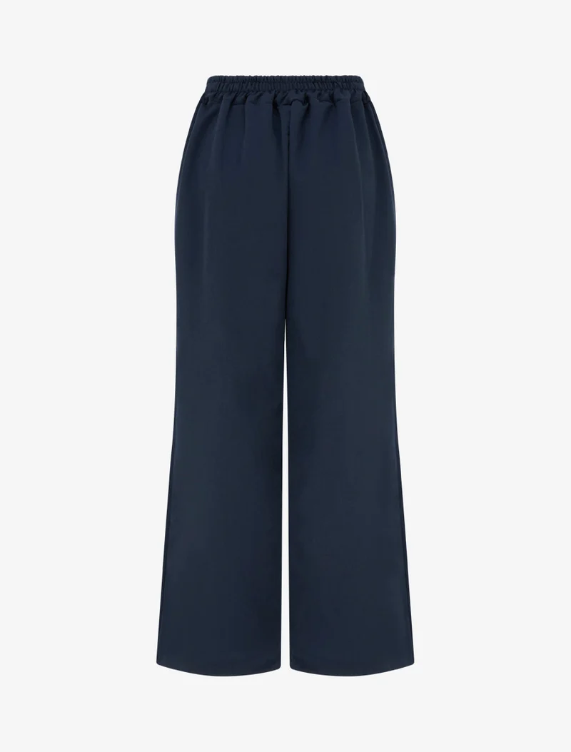 Weite Hose mit hoher Taille und Knöpfen - Marine