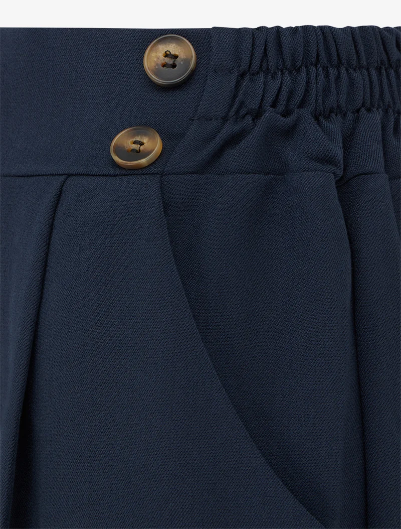 Weite Hose mit hoher Taille und Knöpfen - Marine